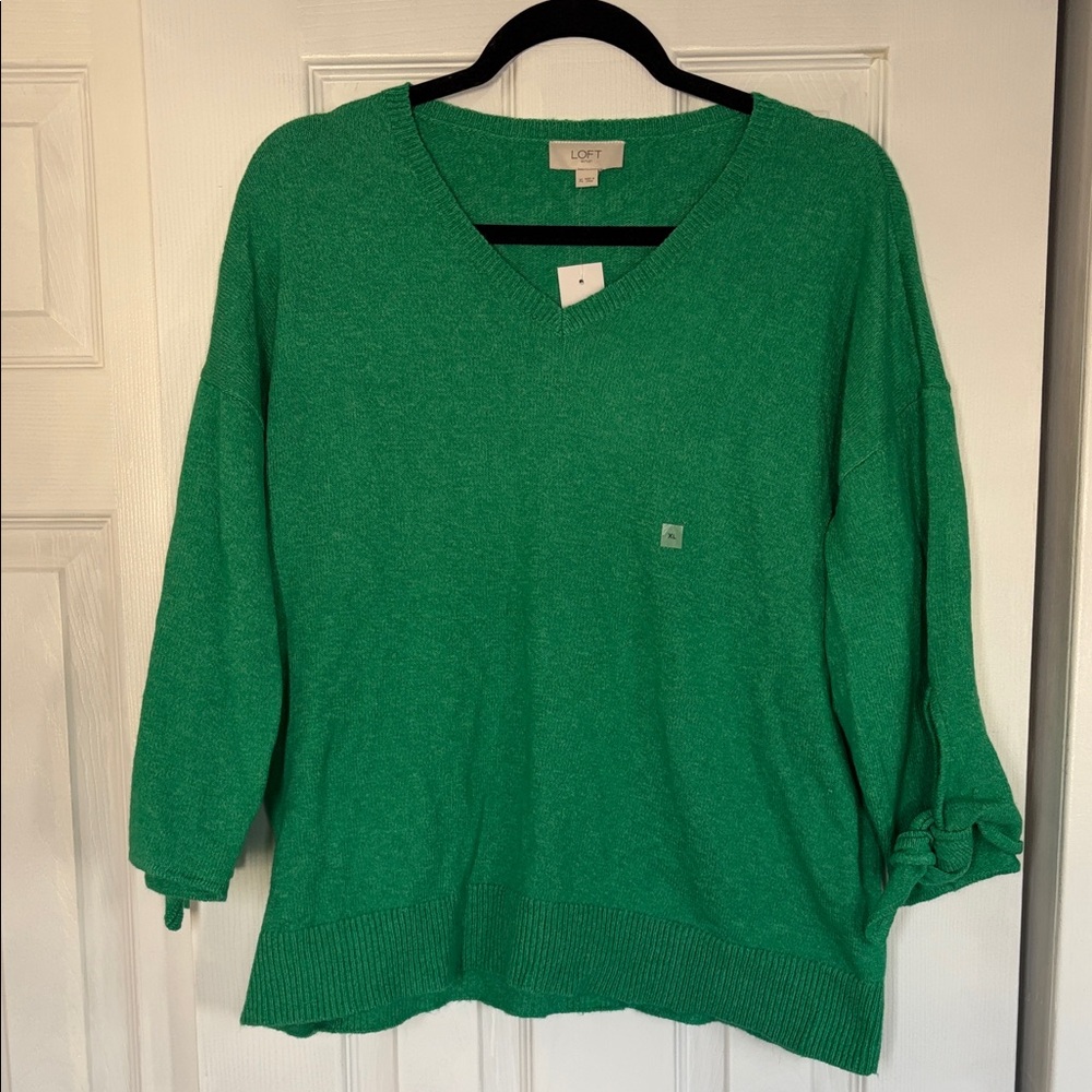 LOFT Outlet Emerald Green V-Neck Sweater
